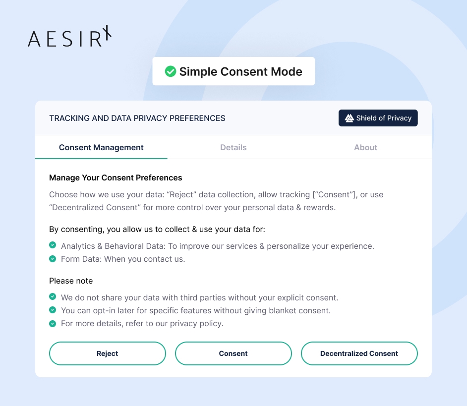 aesirx analytics supporting consent mode v2 user consent management