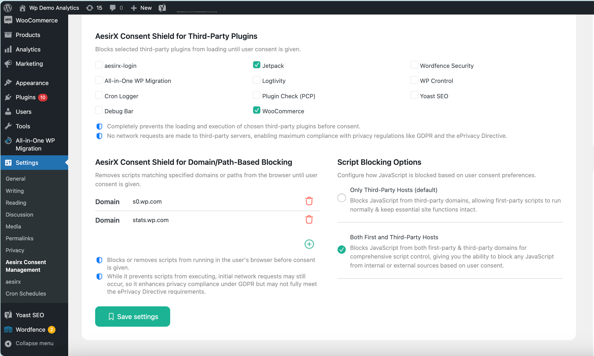 block invasive domains with aesirx privacy scanner and consent shield