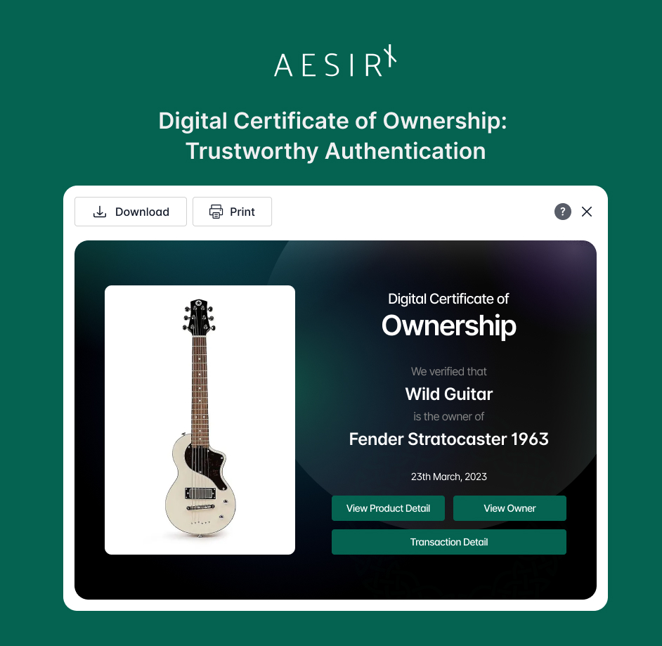 digital certificate of provenance traceable instrument history