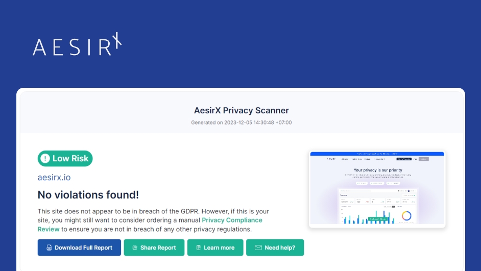 how to use aesirx privacy scanner