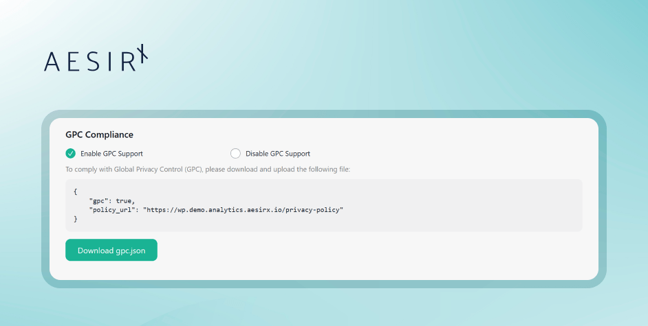 aesirx cmp automatic gpc signal detection and opt out