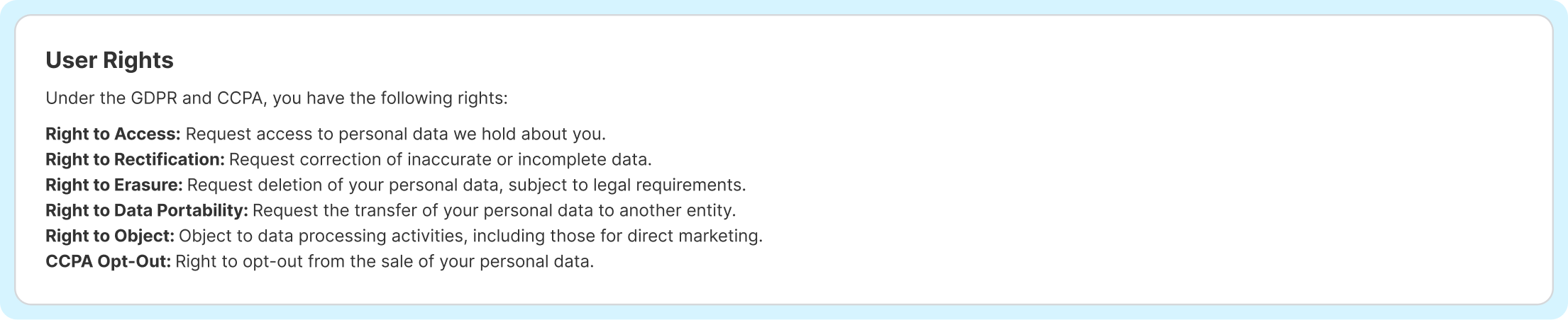 how to get a privacy policy for your website user rights section