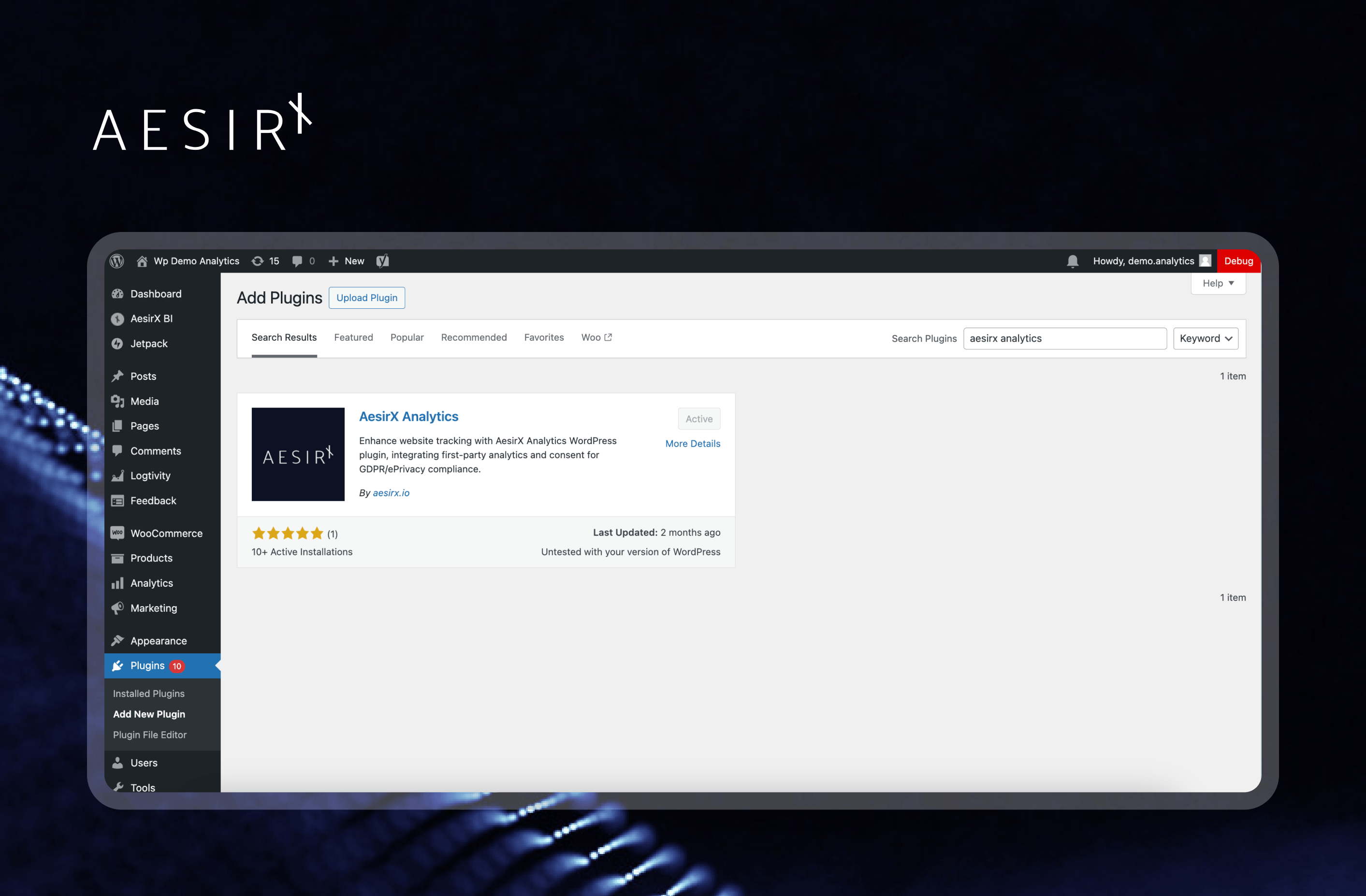 install aesirx analytics and cmp plugin