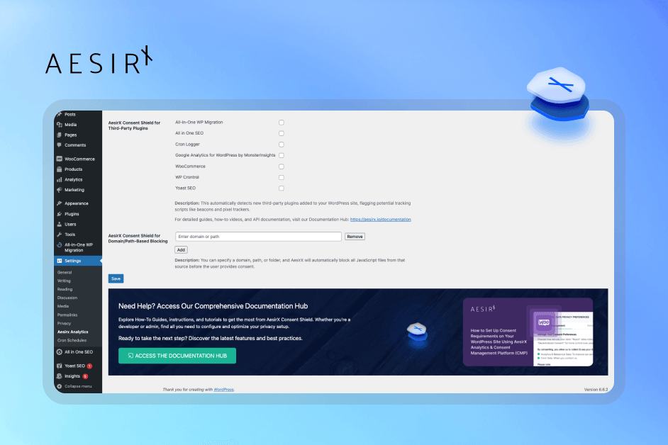 key features of aesirx consent shield for wordpress