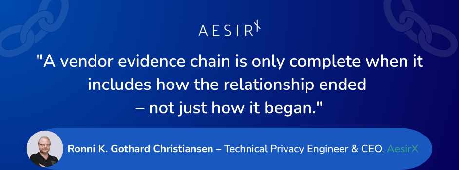a vendor evidence chain is only complete when it includes how the relationship ended