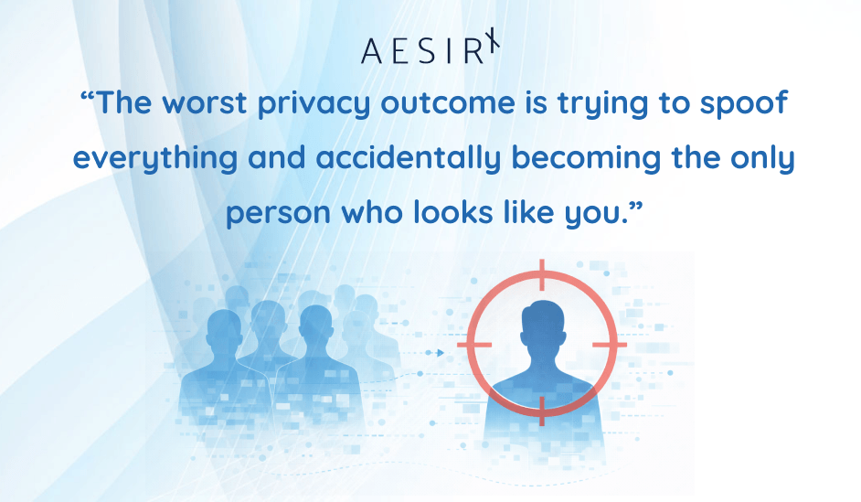 the worst privacy outcome is trying to spoof everything and accidentally becoming the only person who looks like you