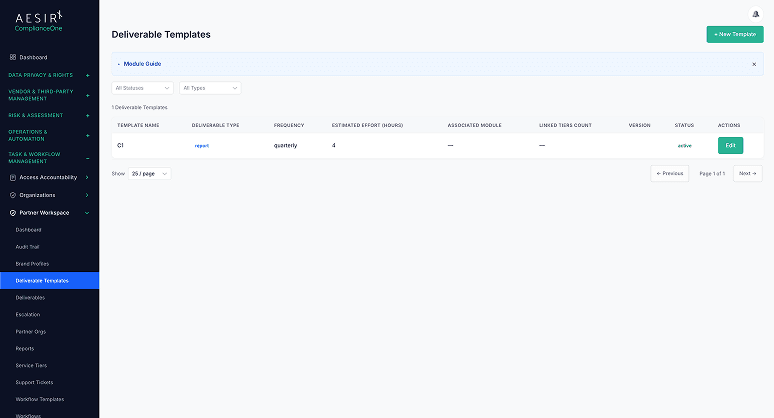 Deliverable Templates and Tracking