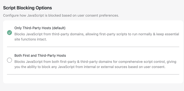 Script Blocking Options