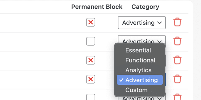 Category Based Consent