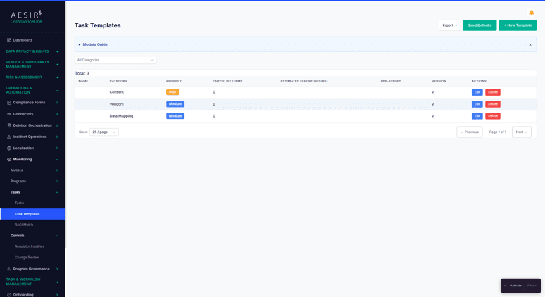 Task Templates and Task Tracking