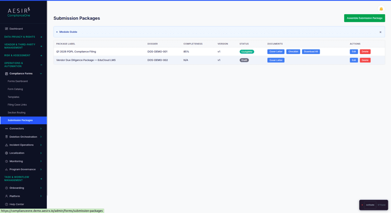 Submission Package Assembly