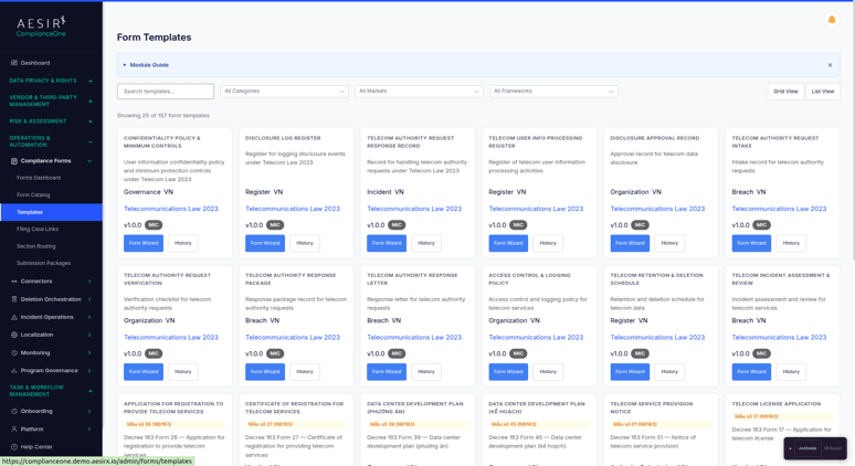 Form Templates and Catalog