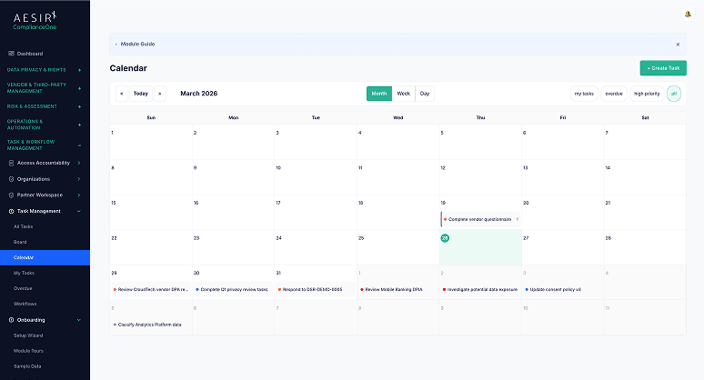 Calendar, Board, and List Views