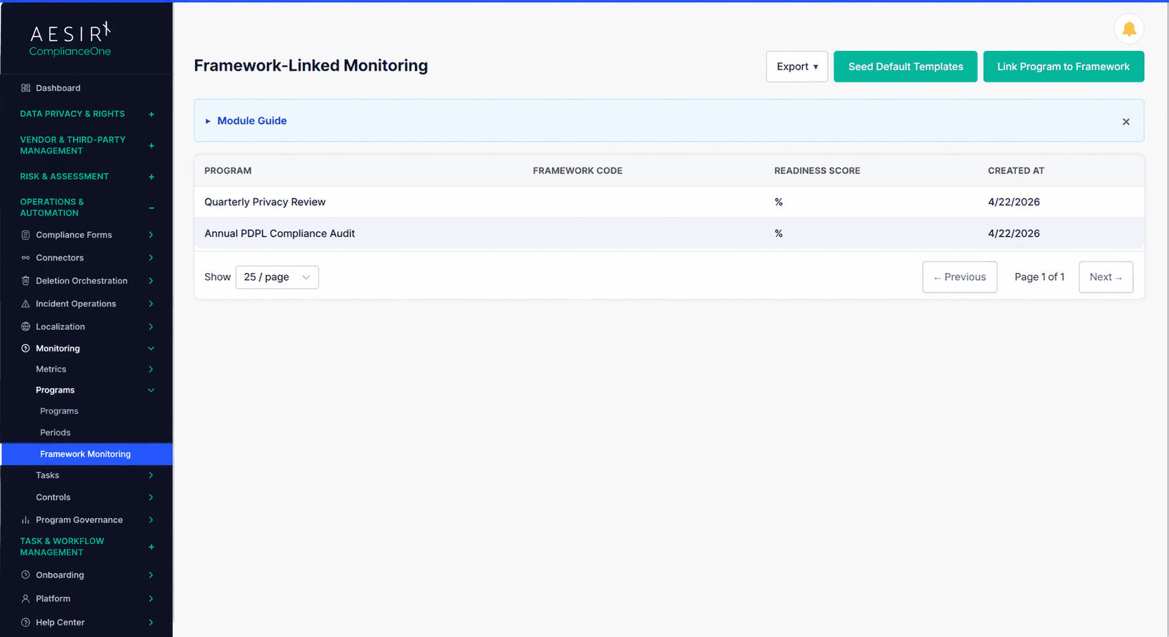 Framework-Linked Monitoring