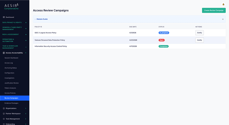 Periodic Review Campaigns with Certification