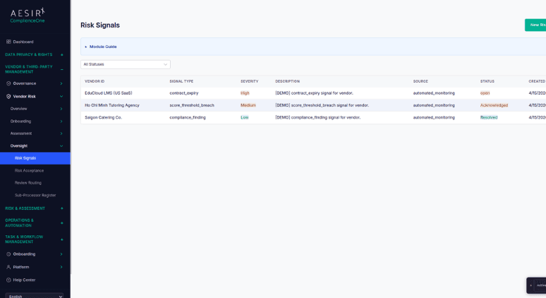 Continuous Risk Signal Monitoring