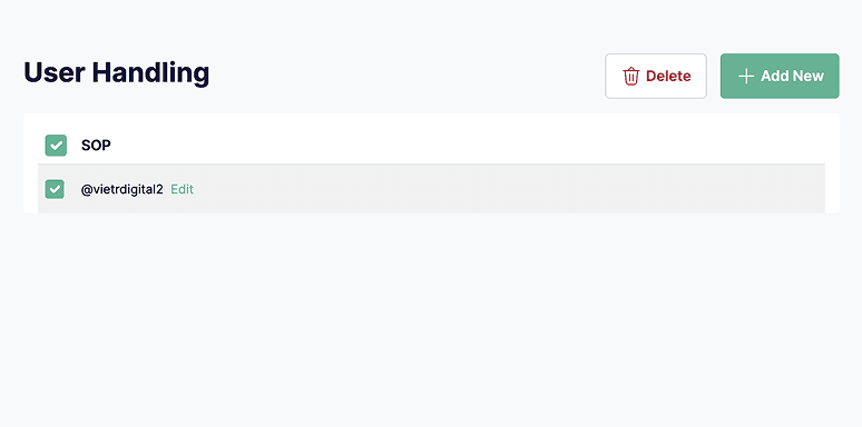 User Handling Overview