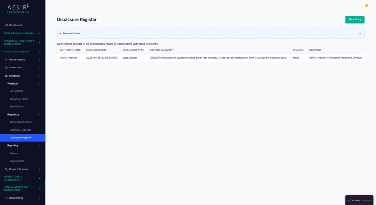Disclosure Register