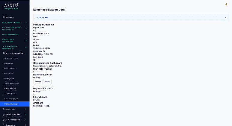 Audit Evidence Package Generation