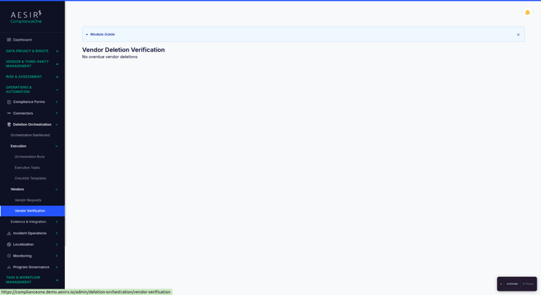Vendor Deletion Verification