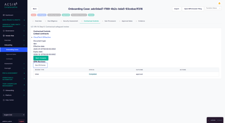 DPA Review and Security Assessment Workflows